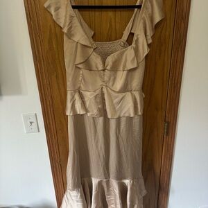 Show Me Your MuMu Beige Ruffle Maxi Dress